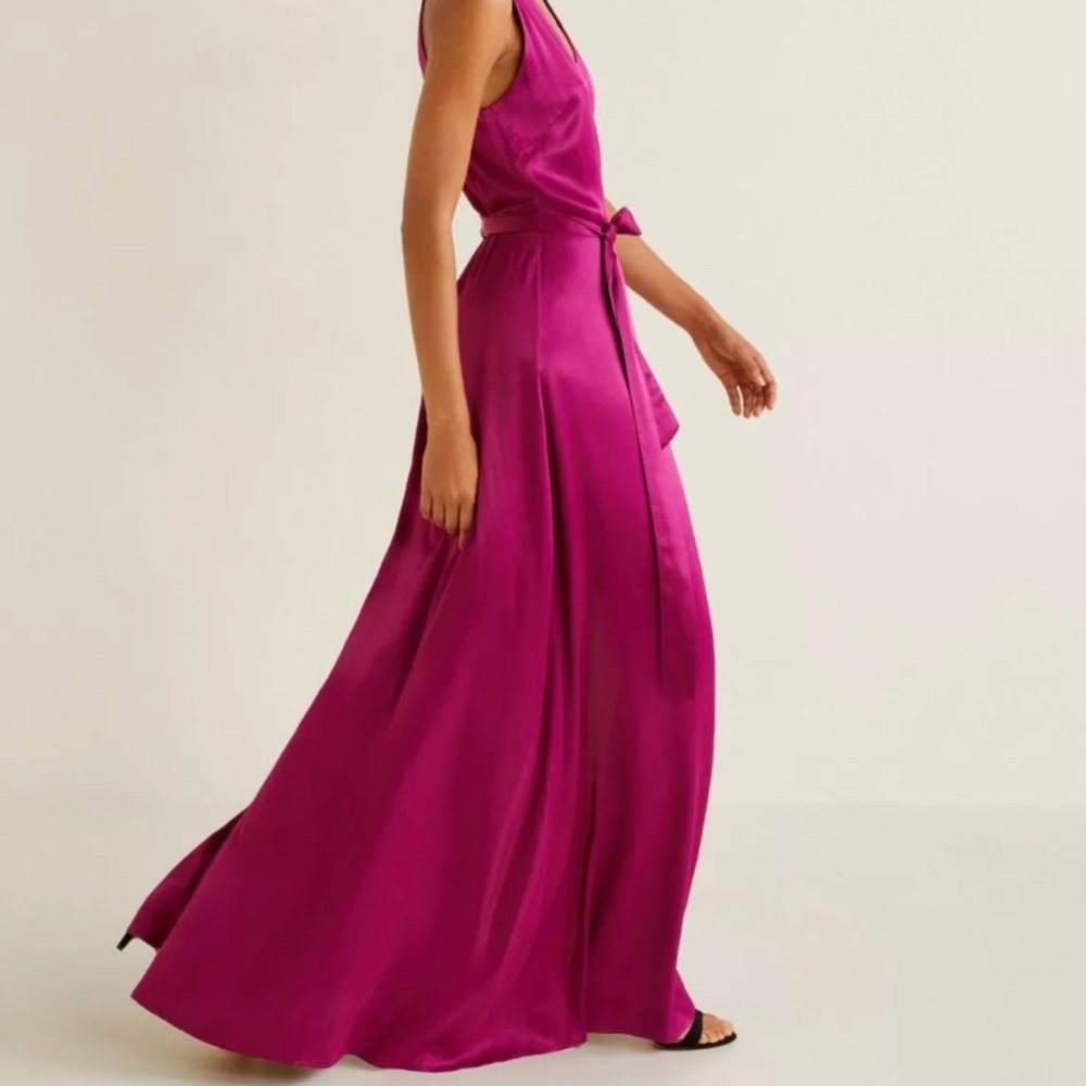 MANGO Wrapped satin dress XS Crossover design.